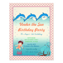 Bajo fiesta de cumpleaños de la invitación del mar