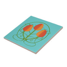 Baldosa cerámica de Nouveau del arte con los tulip Azulejos