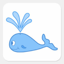 Ballena, azul calcomanía cuadradas personalizadas