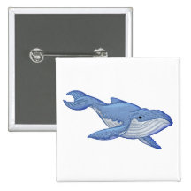 Ballena azul juguetona pins