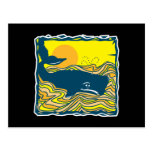 ballena en el diseño de la puesta del sol postal
