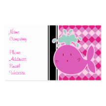 Ballena rosada linda del dibujo animado tarjetas de negocios