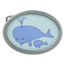 Ballena y mamá Whale del bebé de Kawaii Hebillas De Cinturón Ovales