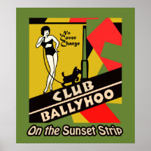 Ballyhoo del club en la tira de la puesta del sol poster