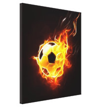 Balón de fútbol en llamas impresion en lona
