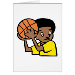 Baloncesto asustado del jugador del muchacho felicitacion 