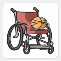 Baloncesto de la silla de rueda pegatinas cuadradases personalizadas