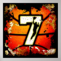 Baloncesto del número de estilo 7 del Grunge y pos