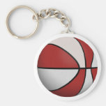 Baloncesto rojo y blanco: llavero personalizado