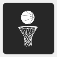 Baloncesto y negro del pegatina del aro