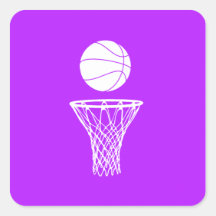Baloncesto y púrpura del pegatina del aro