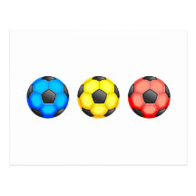 Balones de fútbol coloridos tarjeta postal