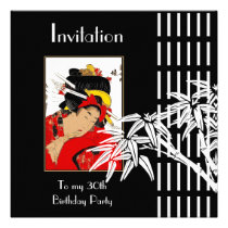 Bambú asiático blanco negro de la invitación invitaciones