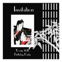 Bambú asiático blanco negro de la invitación invitaciones