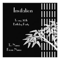 Bambú asiático blanco negro de la invitación invitaciones