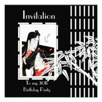 Bambú asiático blanco negro de la invitación invitaciones