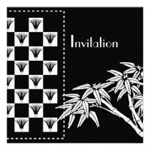 Bambú asiático blanco negro de la invitación invitaciones