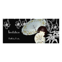 Bambú asiático blanco negro rojo de la invitación invitaciones