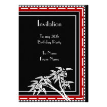 Bambú asiático blanco negro rojo de la invitación invitaciones