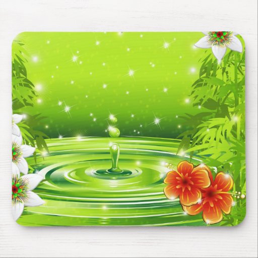 Bambú y flores tropicales Mousepad del agua