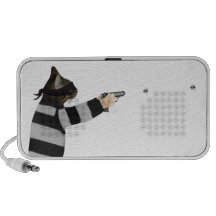 Banco que roba el gato que enciende un arma de la  PC altavoces