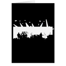 Banda en la silueta B&W del concierto de la etapa Tarjetón