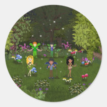 Banda musical del Faerie en bosque encantador Pegatina Redonda