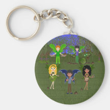 Banda musical del Faerie en campo encantador Llaveros