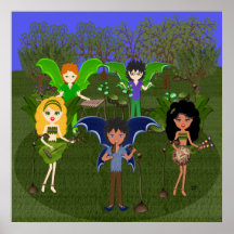 Banda musical del Faerie en campo encantador Posters