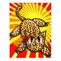 Banda principal del animado del leopardo del arco  postal