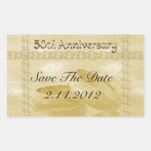 Bandas de oro del aniversario del sistema del amor rectangular pegatina