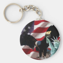 Bandera americana con American Eagle y señora Libe Llaveros