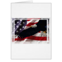Bandera americana con Eagle calvo americano Felicitaciones