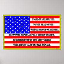 Bandera americana con el compromiso de la lealtad poster