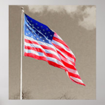 Bandera americana con el fondo Greyscale Impresiones