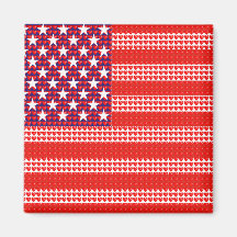 Bandera americana creada con los pequeños corazone iman para frigorífico