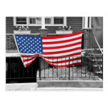 Bandera americana cubierta en la postal casera