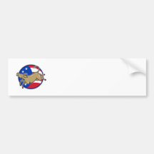 Bandera americana de la mascota del burro de Demóc Pegatina De Parachoque