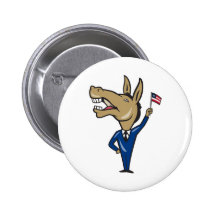 Bandera americana de la mascota del burro de Demóc Pins