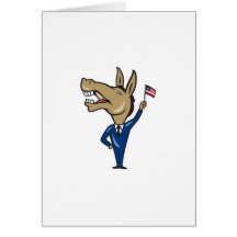 Bandera americana de la mascota del burro de Demóc Felicitaciones