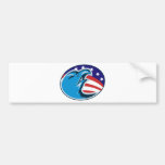 bandera americana de las barras y estrellas del ág etiqueta de parachoque