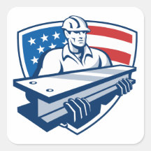 Bandera americana del Yo-Haz del trabajador de ace Calcomania Cuadradas