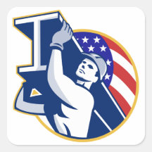 Bandera americana del Yo-Haz del trabajador de ace Pegatina Cuadradas