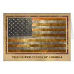 Bandera americana en hoja de oro tarjeta