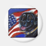 Bandera americana negra de Labrador Imán Para Frigorifico