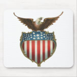 Bandera americana patriótica del vintage y Eagle c Tapetes De Ratón