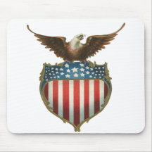 Bandera americana patriótica del vintage y Eagle c Tapetes De Ratón