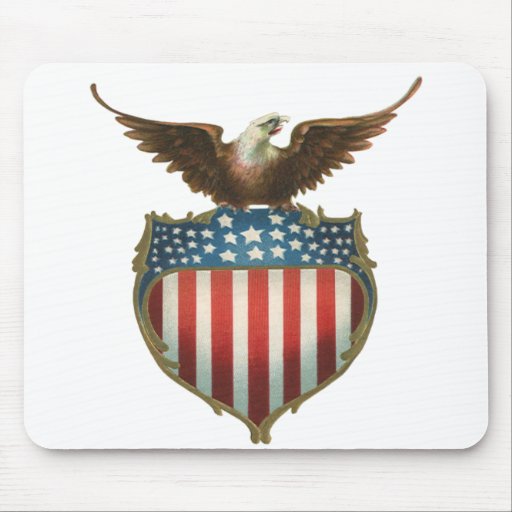 Bandera americana patriótica del vintage y Eagle c Tapetes De Ratón