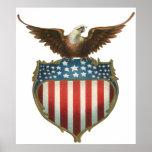 Bandera americana patriótica del vintage y Eagle c Impresiones
