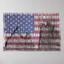 Bandera americana patriótica pintada peladura del  posters